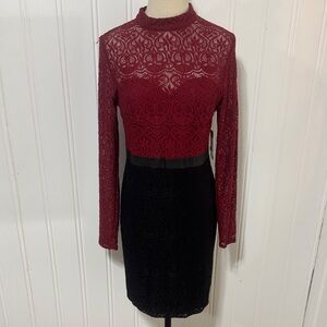 NWT Guess Red and Black Lace Dress Size 10